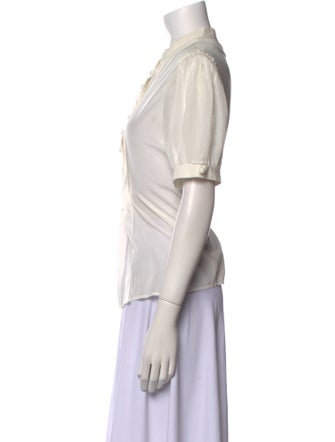 3.1 Phillip Lim Mock Neck Short Sleeve Button-Up Top