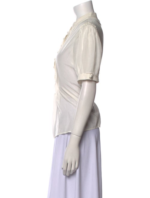 3.1 Phillip Lim Mock Neck Short Sleeve Button-Up Top