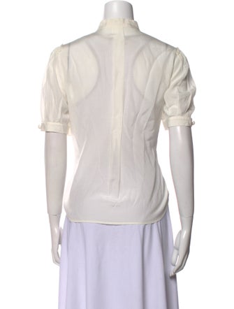 3.1 Phillip Lim Mock Neck Short Sleeve Button-Up Top