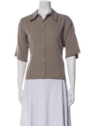 3.1 Phillip Lim Wool Short Sleeve Button-Up Top