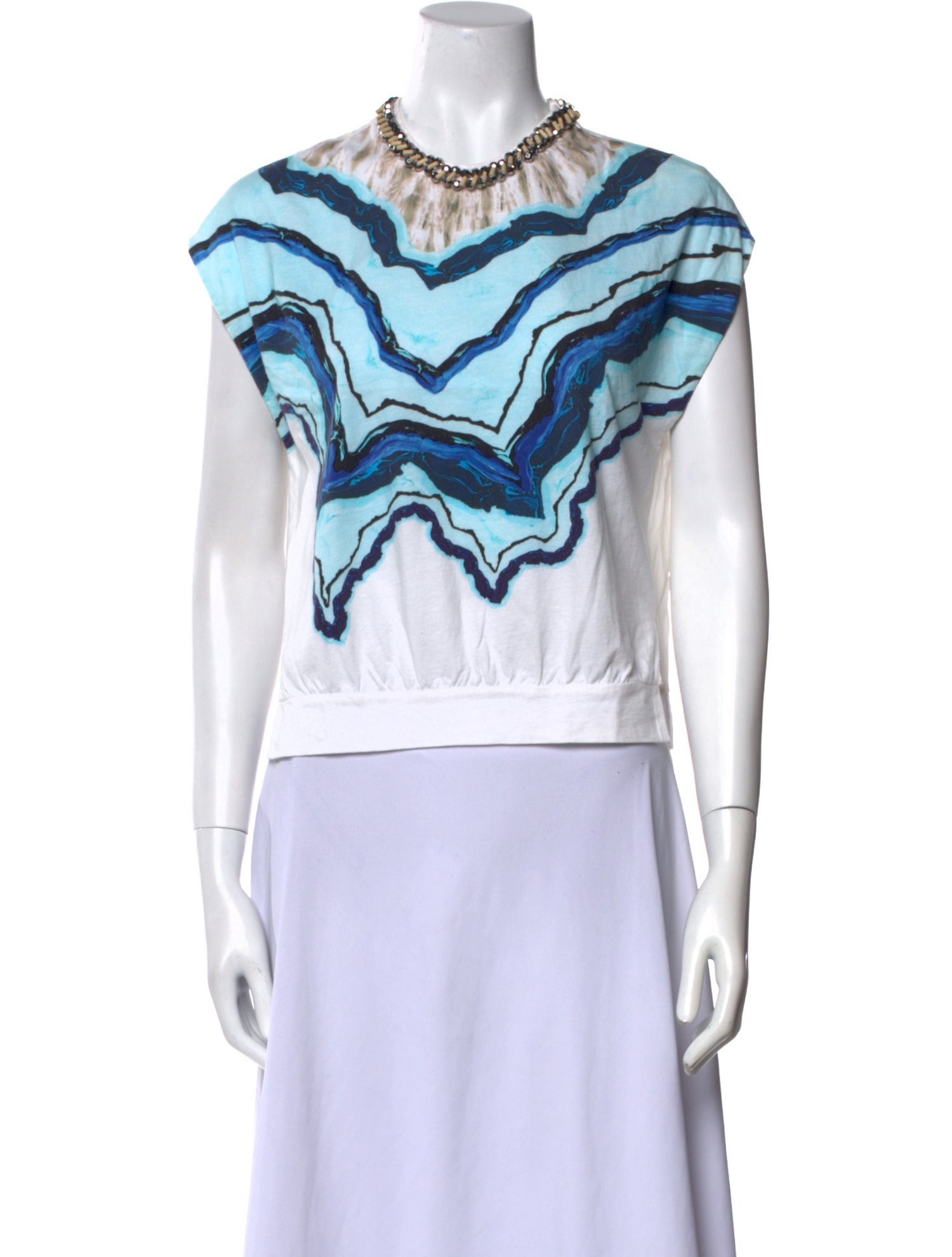 3.1 Phillip Lim Printed Crew Neck Crop Top