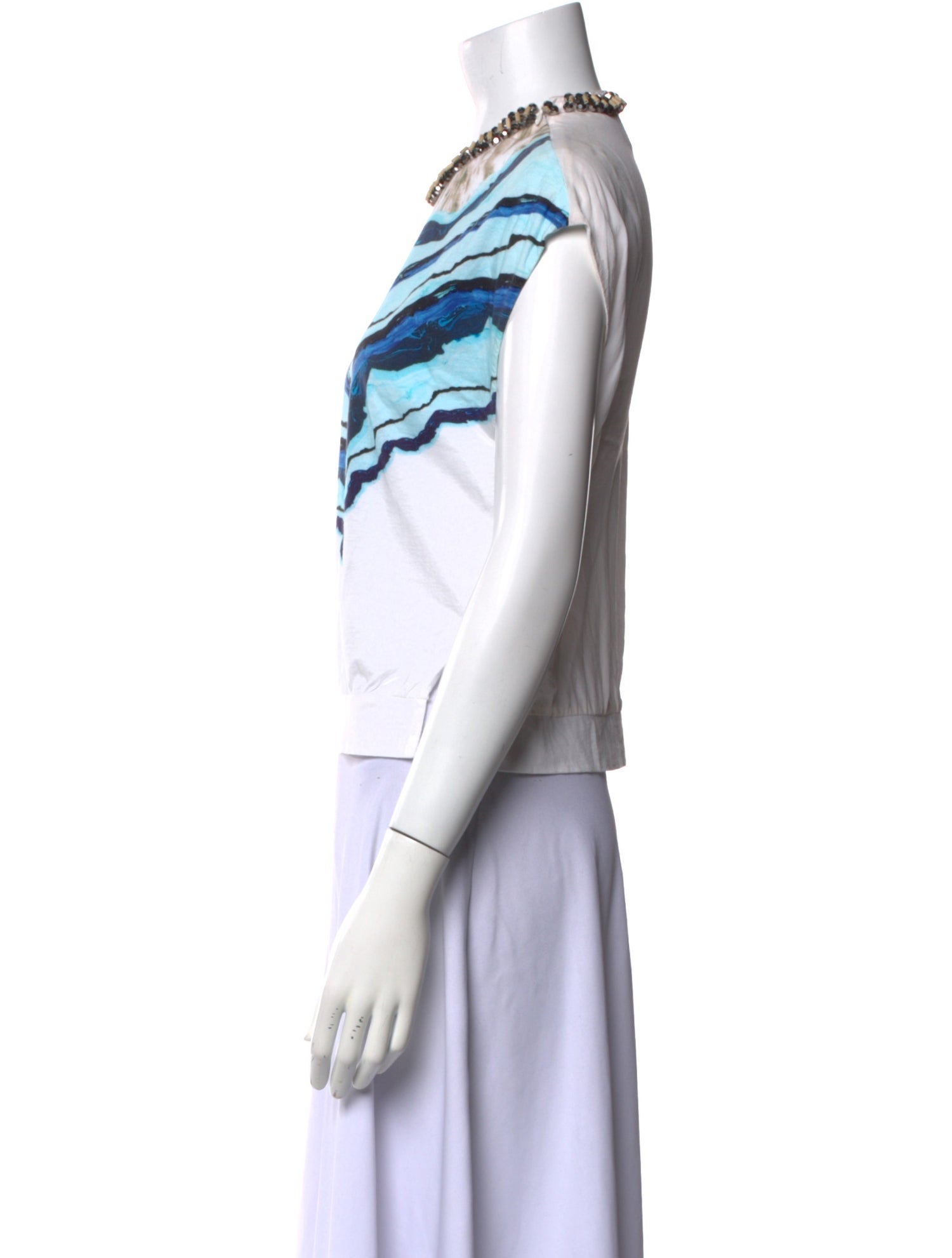 3.1 Phillip Lim Printed Crew Neck Crop Top