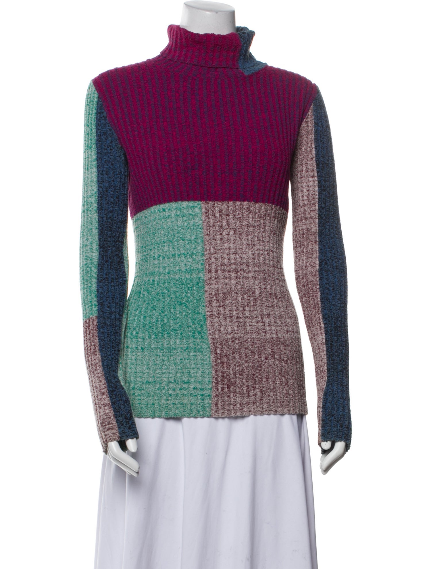 3.1 Phillip Lim Colorblock Pattern Turtleneck Sweater