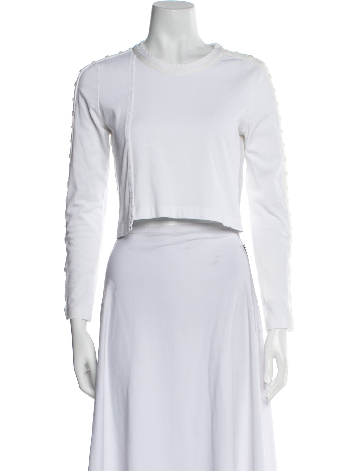 3.1 Phillip Lim Crew Neck Three-Quarter Sleeve Crop Top