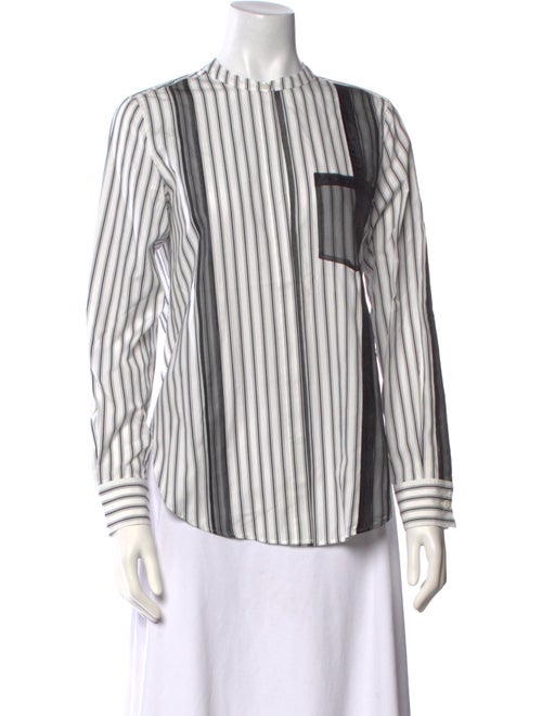 3.1 Phillip Lim Striped Mock Neck Button-Up Top