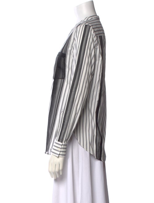 3.1 Phillip Lim Striped Mock Neck Button-Up Top