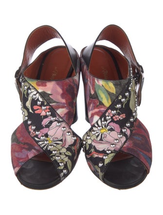 3.1 Phillip Lim Floral Print Studded Accents T-Strap Pumps