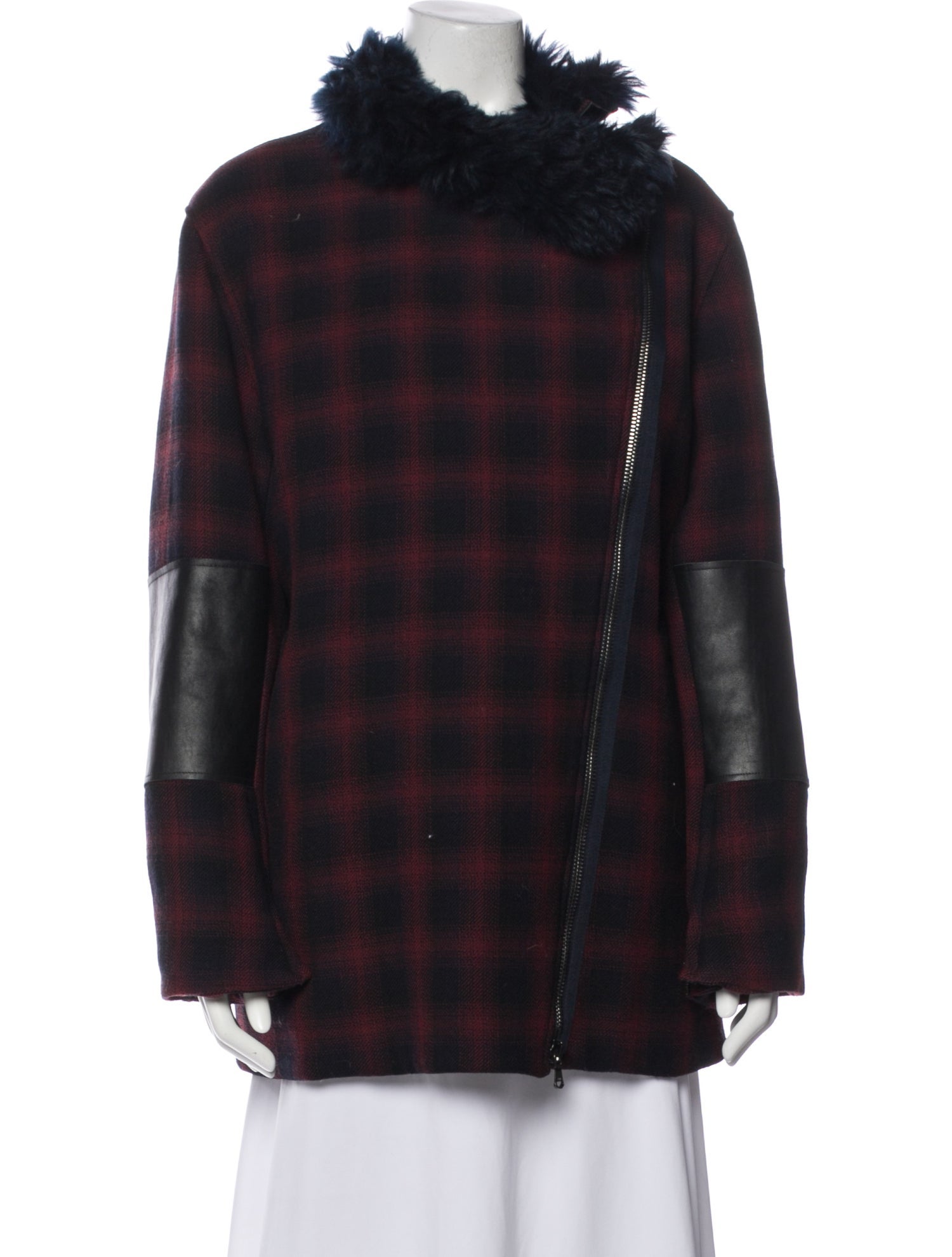 3.1 Phillip Lim Calfskin Plaid Print Coat