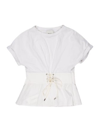 3.1 Phillip Lim Strapless Three-Quarter Sleeve Crop Top
