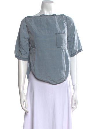 3.1 Phillip Lim Bateau Neckline Short Sleeve Crop Top