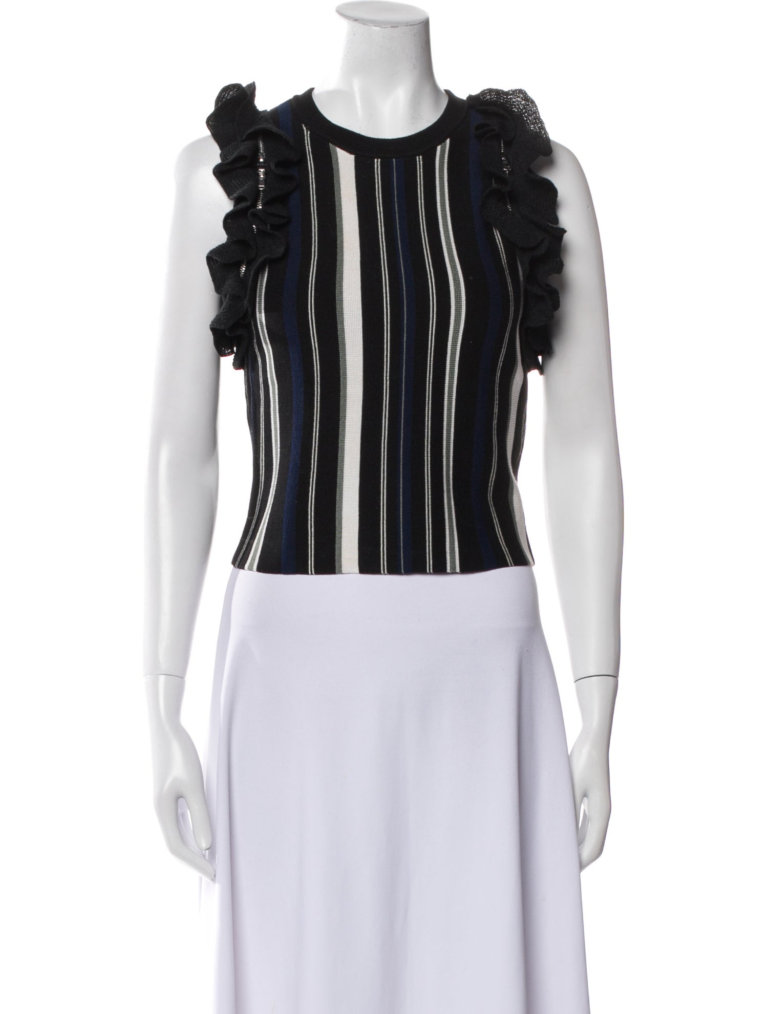 3.1 Phillip Lim Striped Crew Neck Crop Top