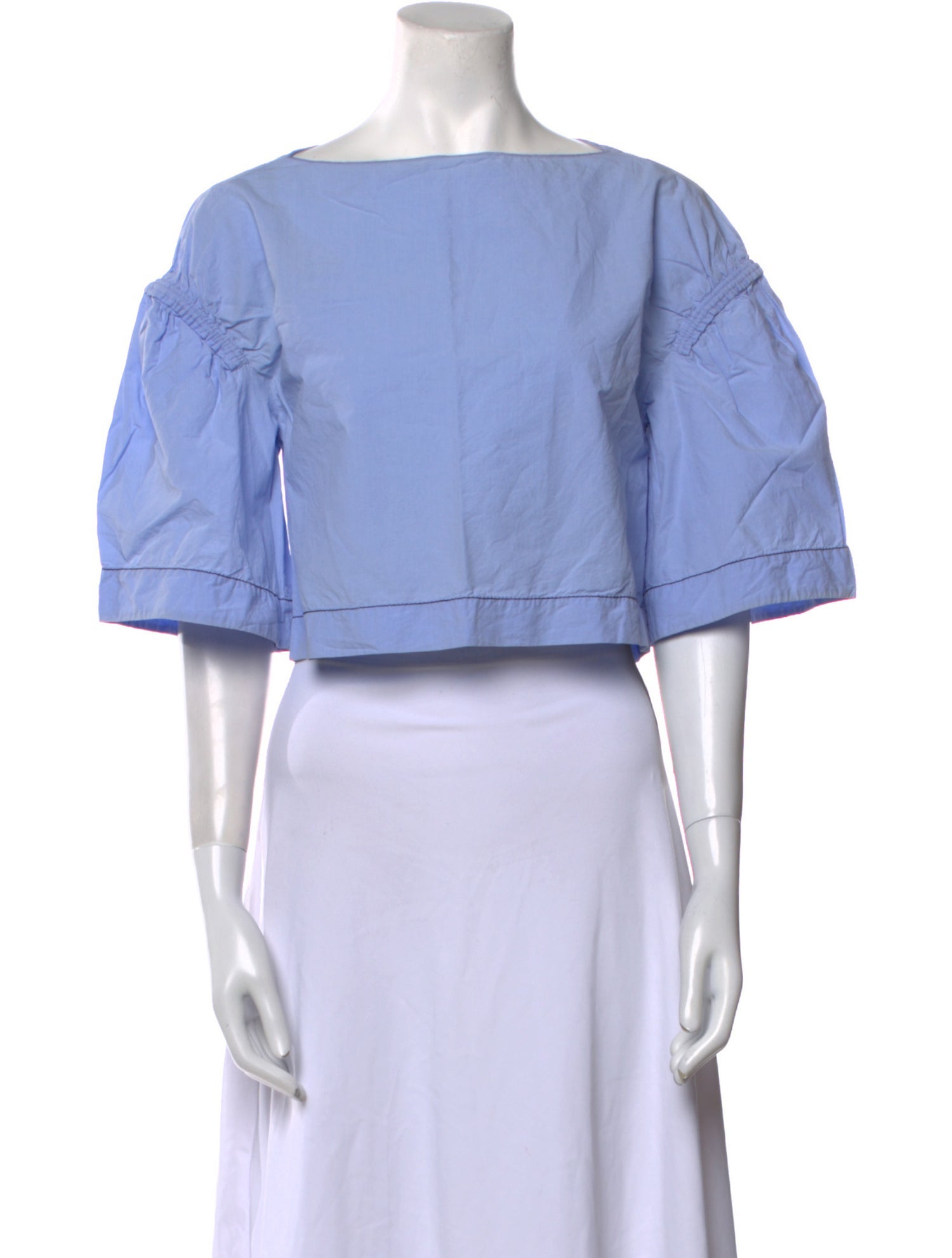 3.1 Phillip Lim Bateau Neckline Short Sleeve Crop Top