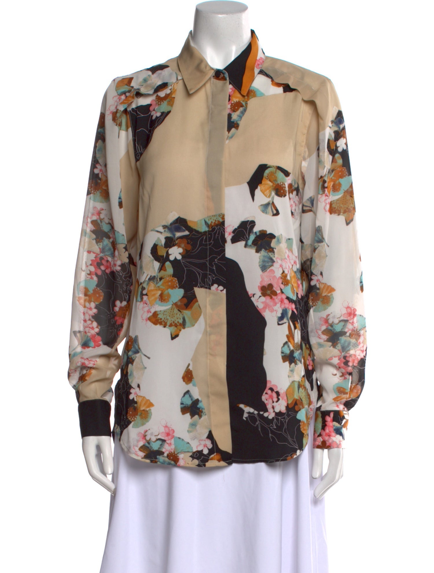 3.1 Phillip Lim Floral Print Long Sleeve Button-Up Top