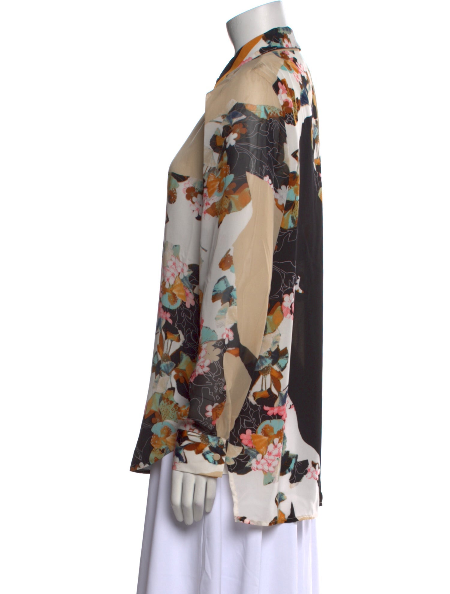 3.1 Phillip Lim Floral Print Long Sleeve Button-Up Top