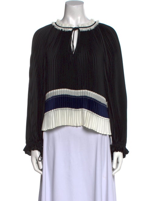 3.1 Phillip Lim Colorblock Pattern Crew Neck Blouse