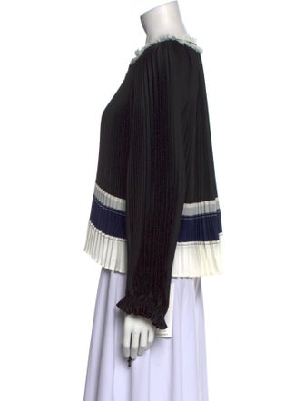 3.1 Phillip Lim Colorblock Pattern Crew Neck Blouse