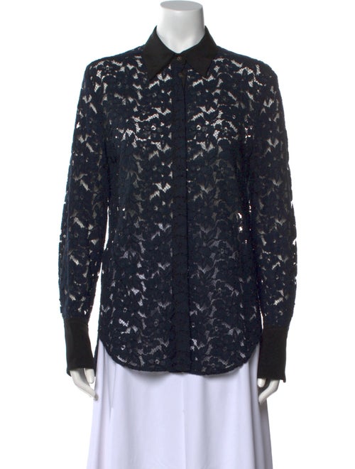 3.1 Phillip Lim Lace Pattern Long Sleeve Button-Up Top