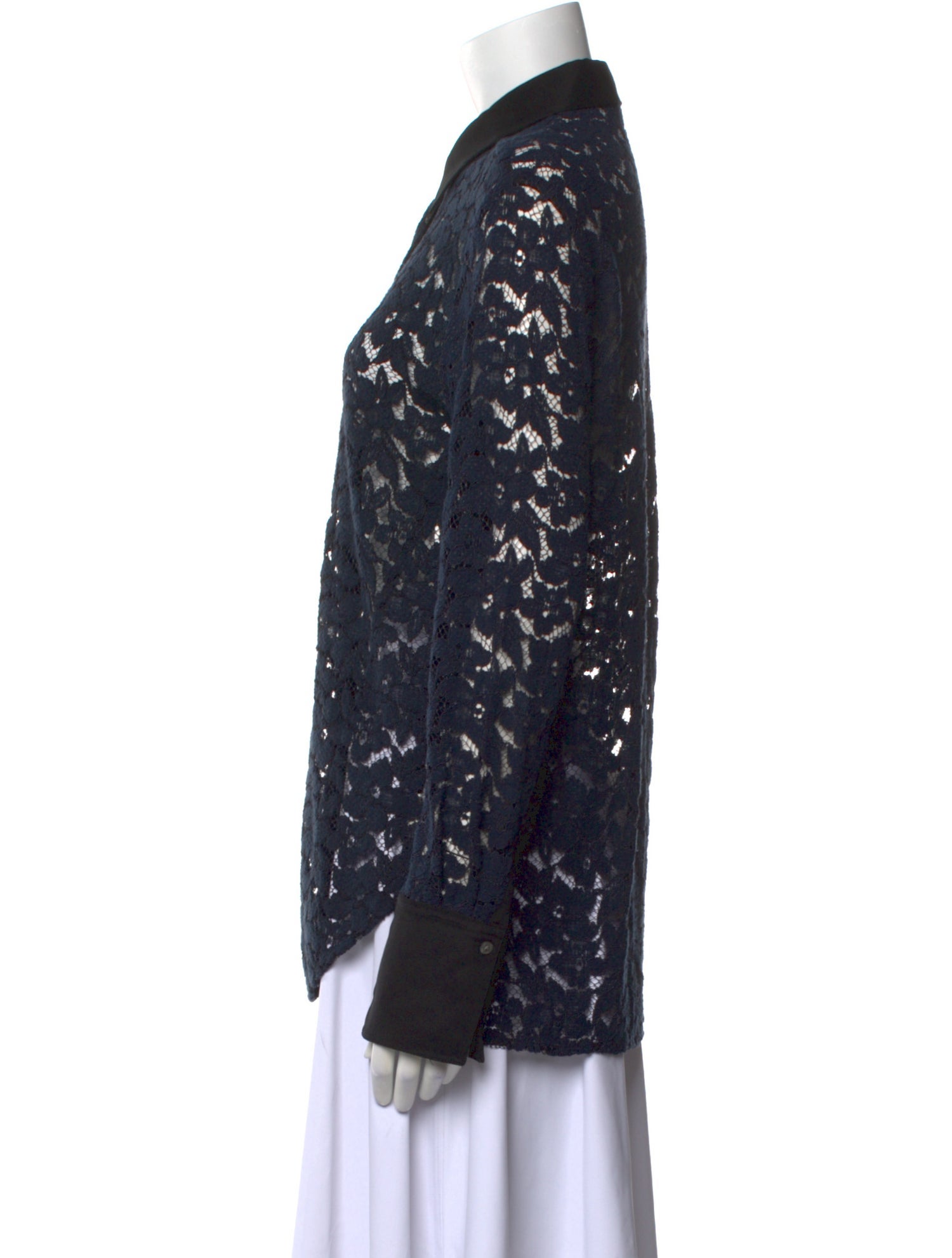 3.1 Phillip Lim Lace Pattern Long Sleeve Button-Up Top