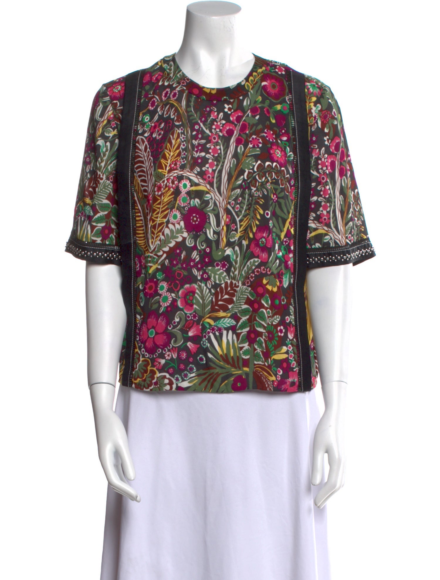 3.1 Phillip Lim Floral Print Crew Neck Blouse