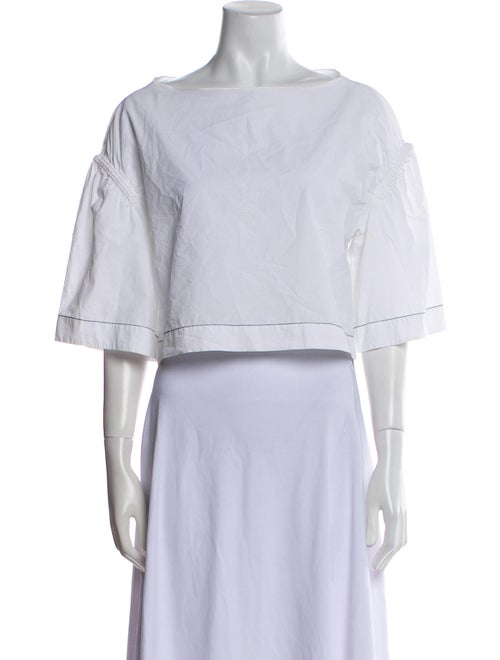 3.1 Phillip Lim Bateau Neckline Three-Quarter Sleeve Crop Top