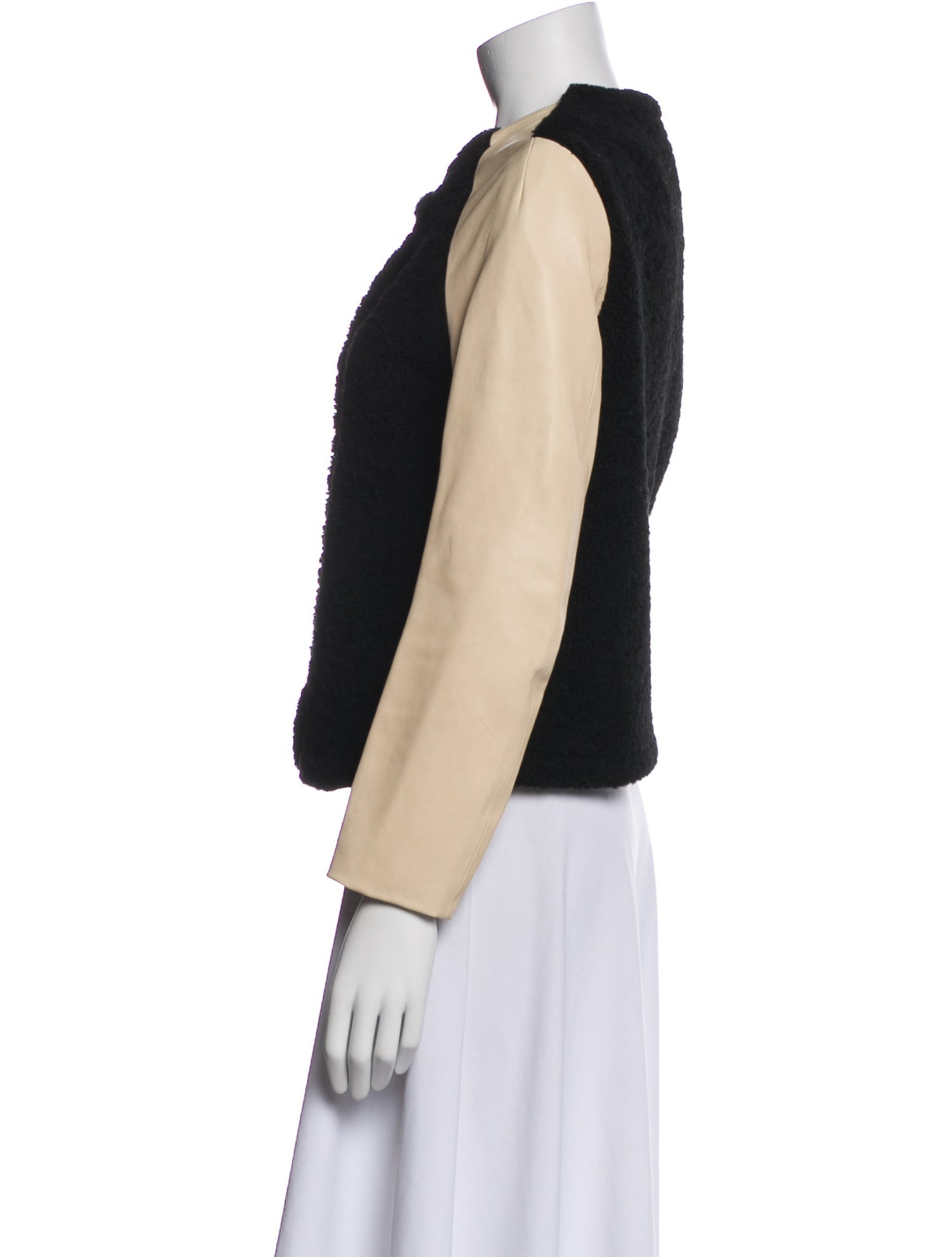 3.1 Phillip Lim Shearling Colorblock Pattern Fur Jacket