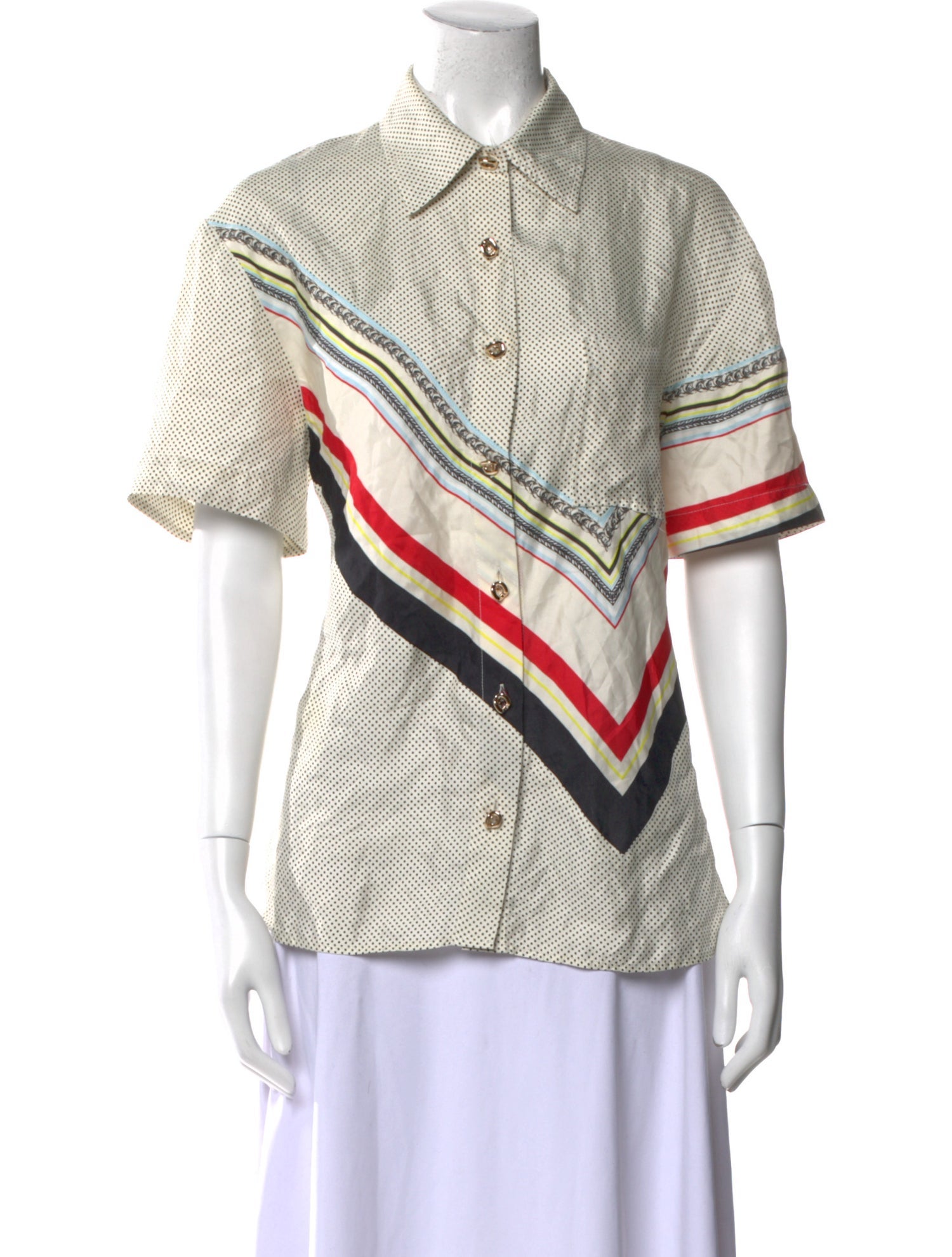 3.1 Phillip Lim Striped Short Sleeve Button-Up Top