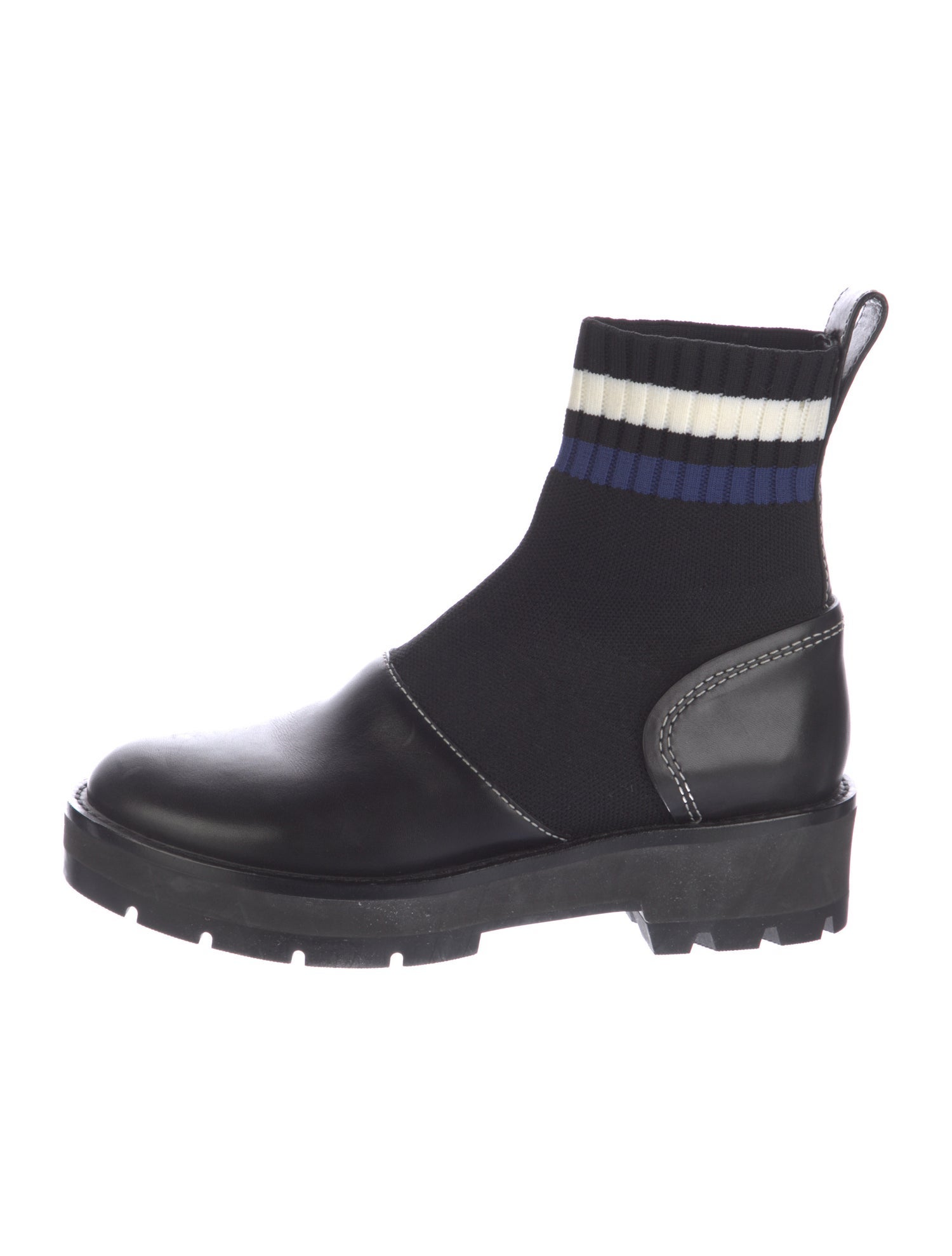 3.1 Phillip Lim Leather Striped Combat Boots