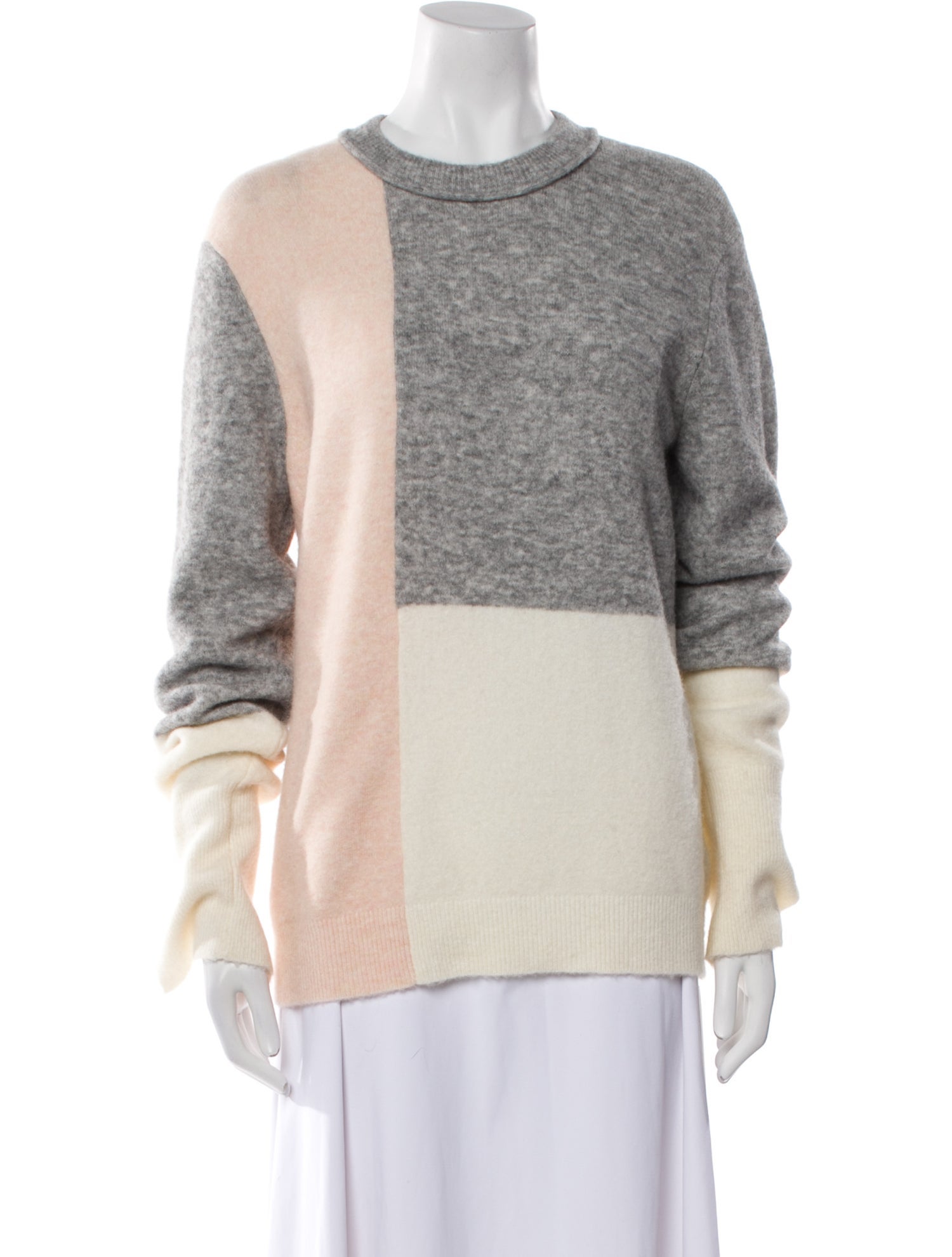 3.1 Phillip Lim Colorblock Pattern Crew Neck Sweater