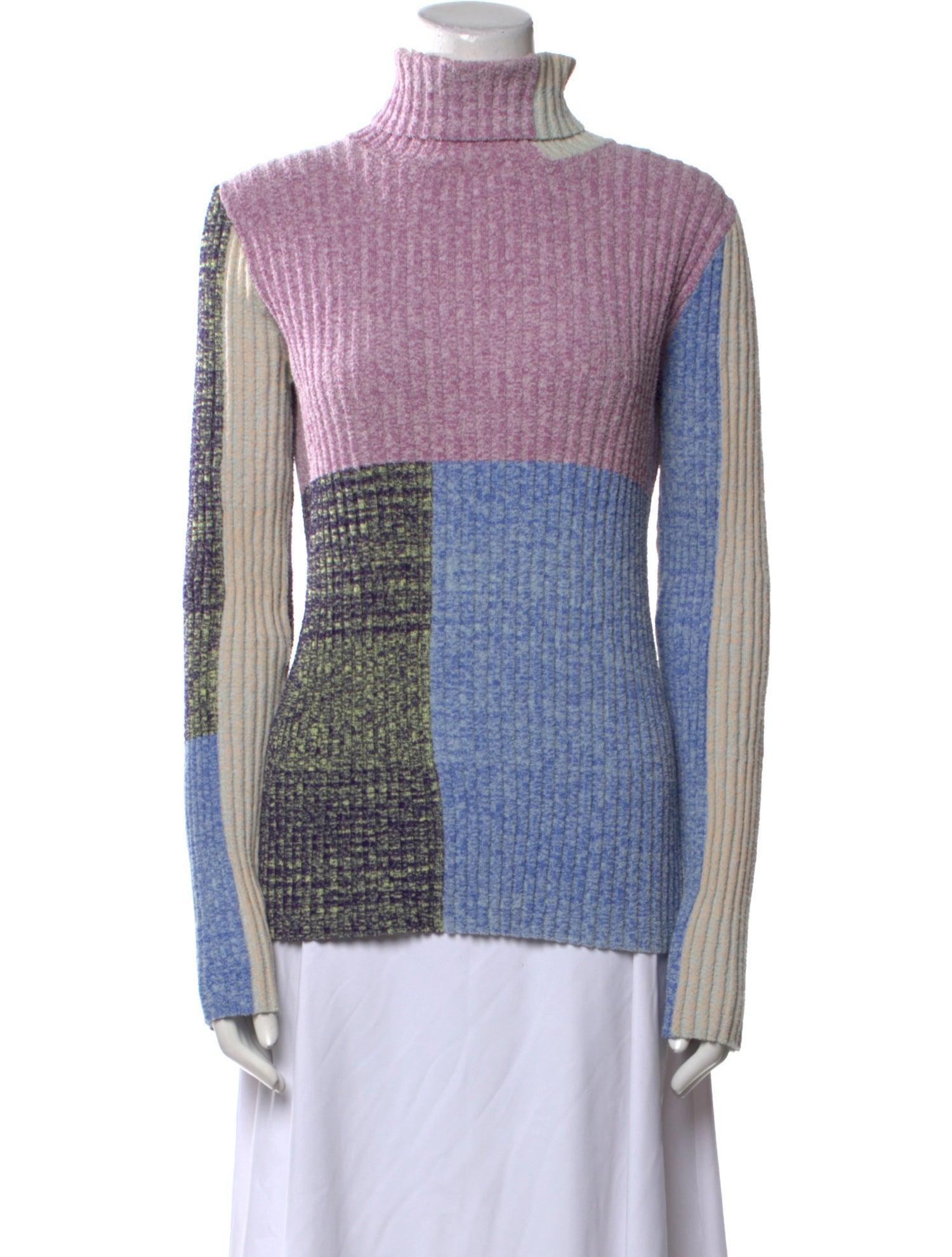 3.1 Phillip Lim Colorblock Pattern Turtleneck Sweater