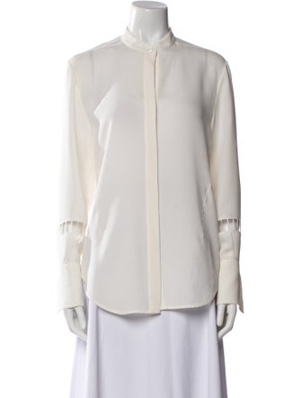 3.1 Phillip Lim Silk Mock Neck Button-Up Top