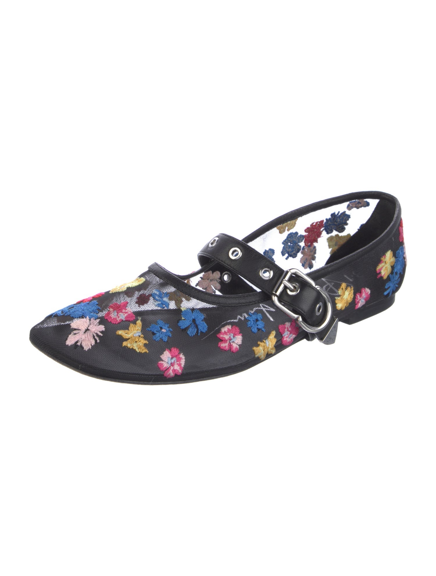 3.1 Phillip Lim Mesh Floral Print Mary Jane Flats