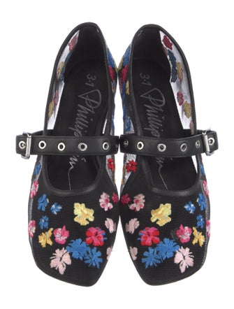 3.1 Phillip Lim Mesh Floral Print Mary Jane Flats