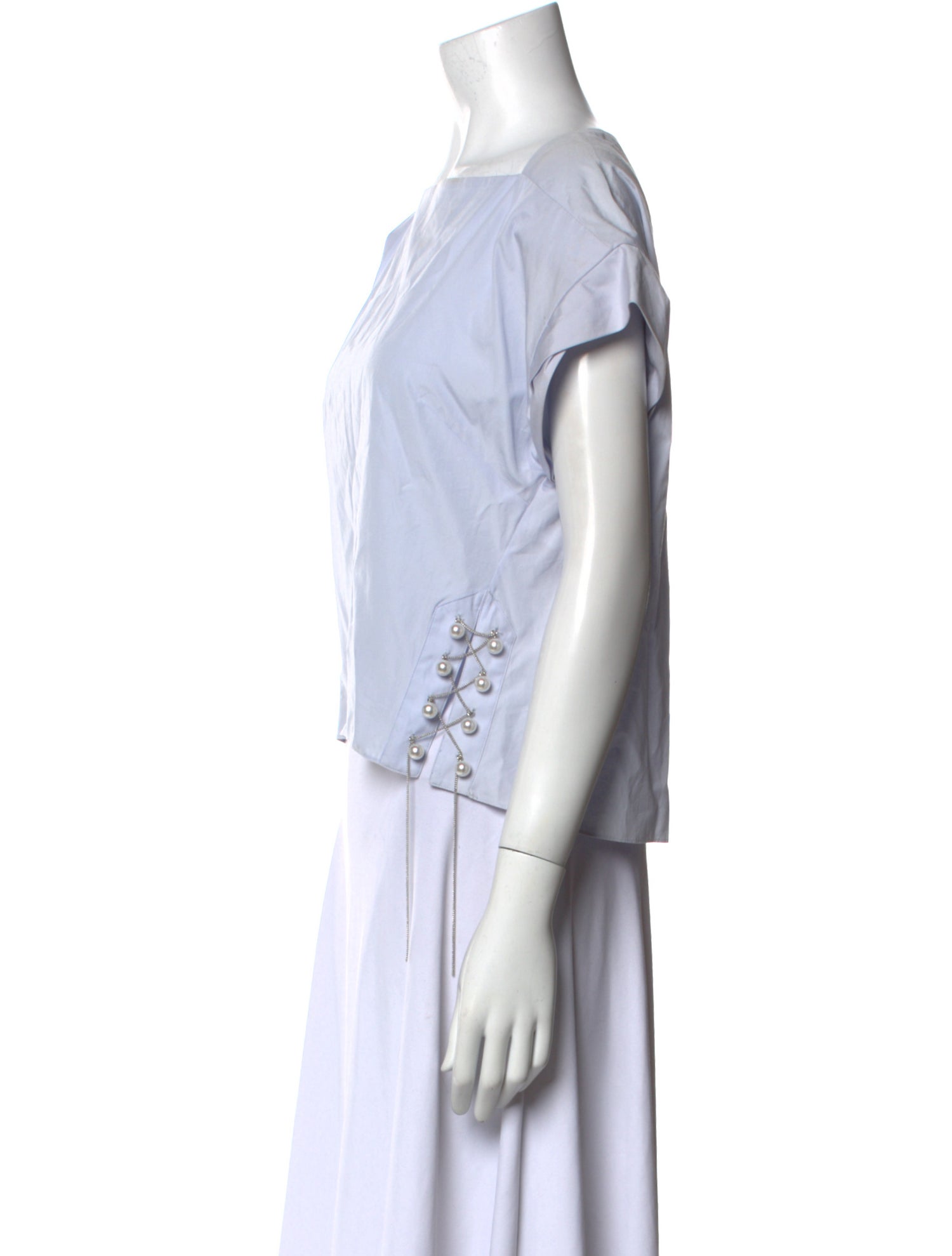 3.1 Phillip Lim Square Neckline Short Sleeve Crop Top