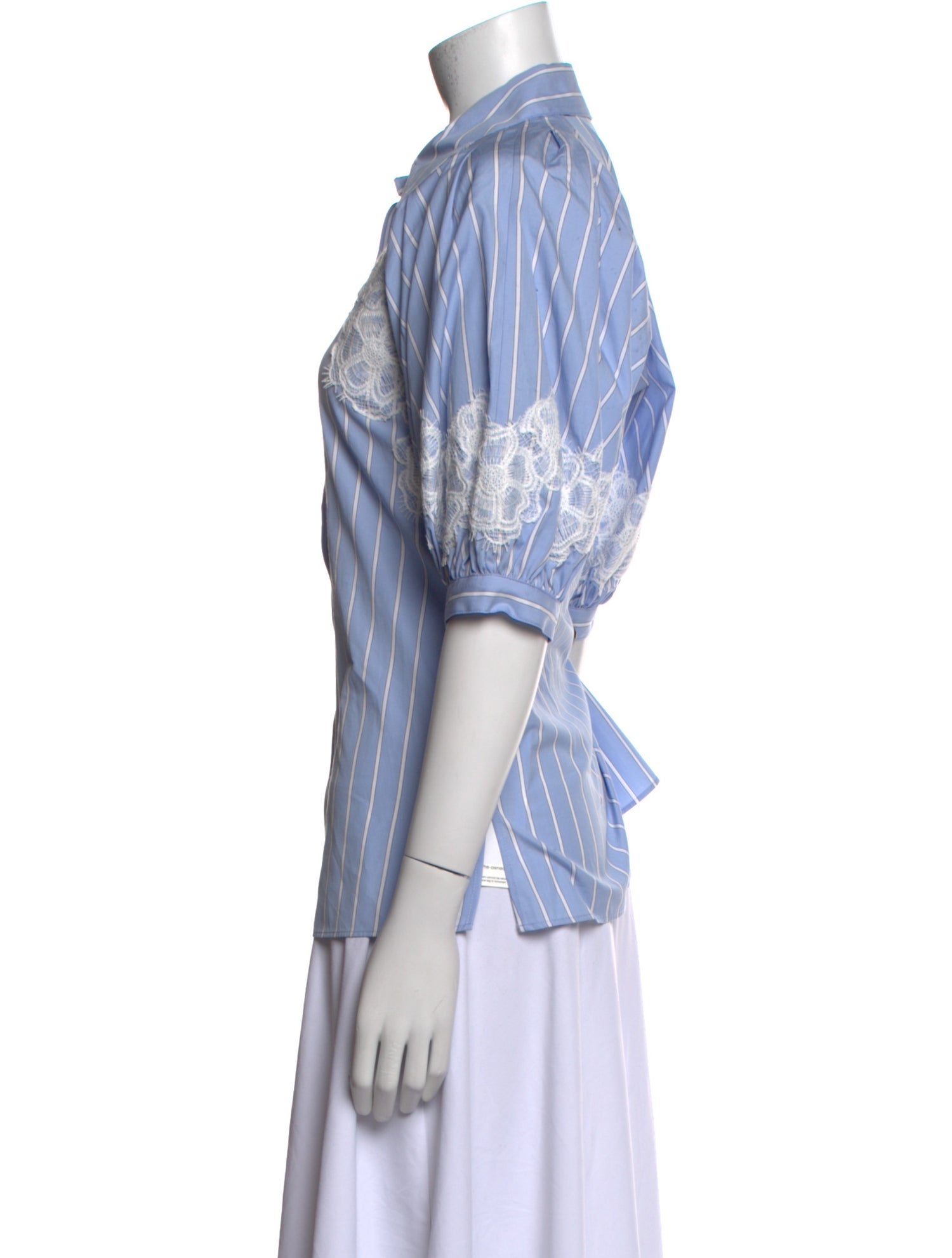 3.1 Phillip Lim Striped Three-Quarter Sleeve Button-Up Top