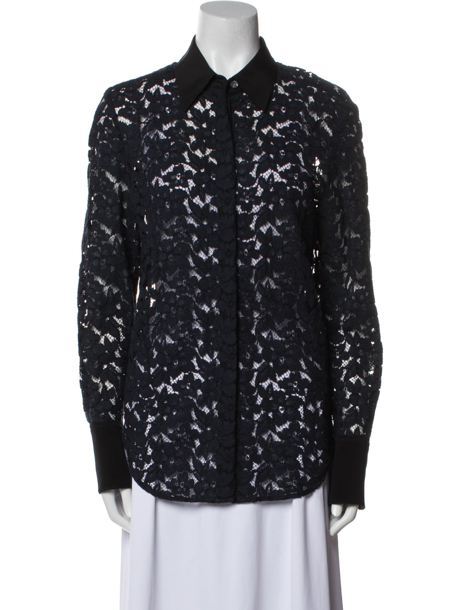 3.1 Phillip Lim Lace Pattern Long Sleeve Button-Up Top
