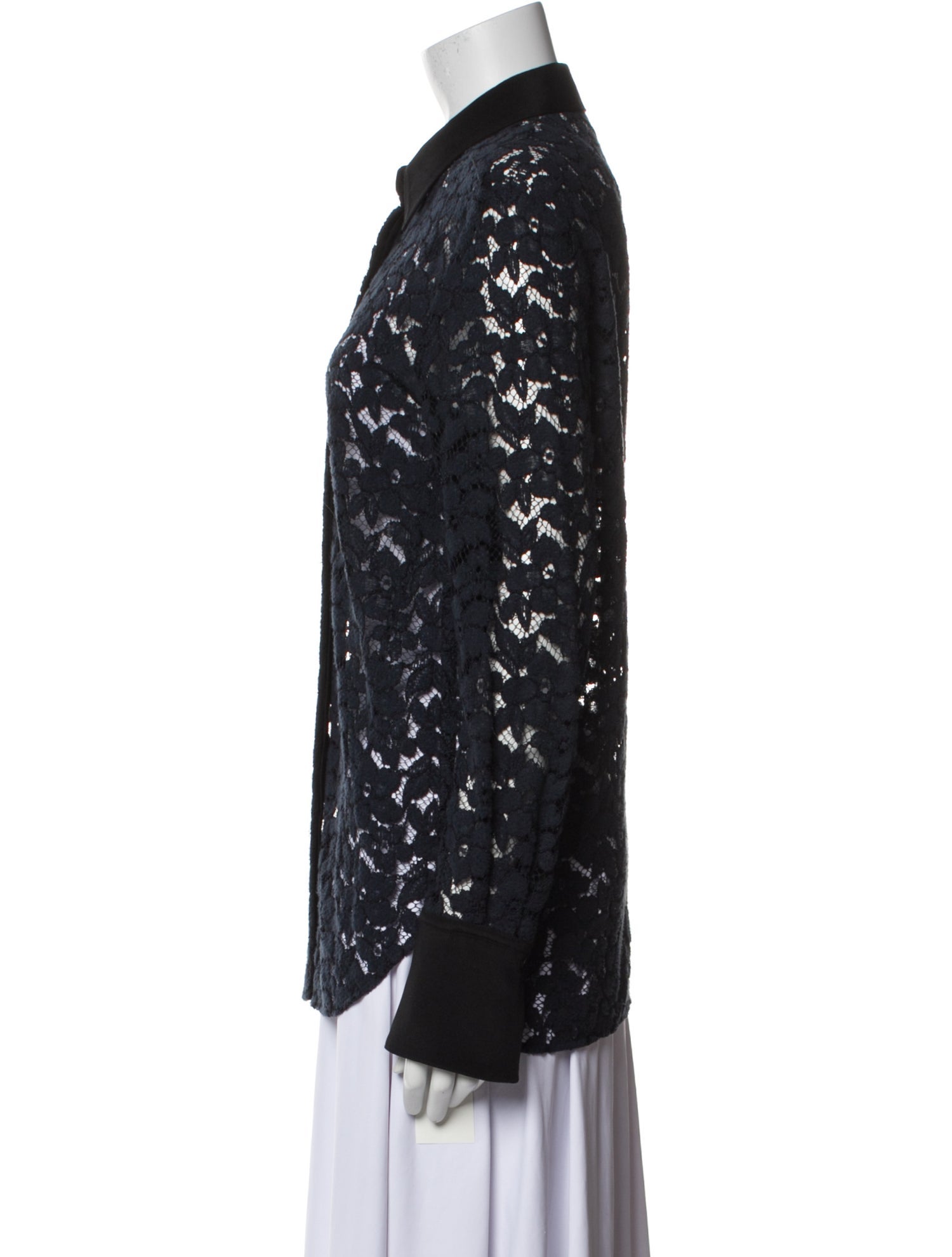 3.1 Phillip Lim Lace Pattern Long Sleeve Button-Up Top