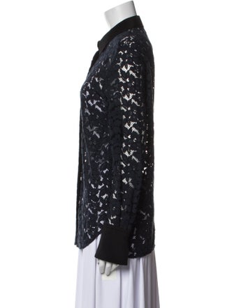 3.1 Phillip Lim Lace Pattern Long Sleeve Button-Up Top