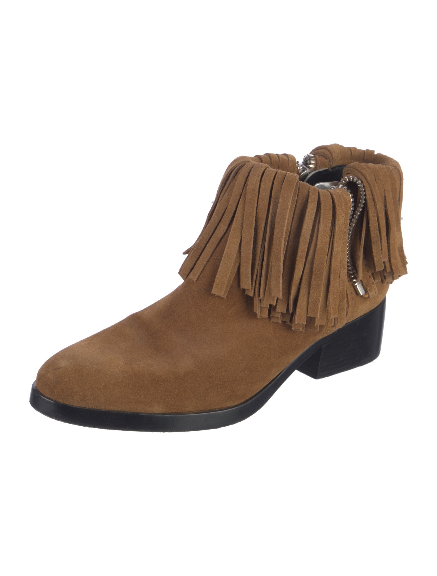 3.1 Phillip Lim Suede Fringe Trim Accent Western Boots