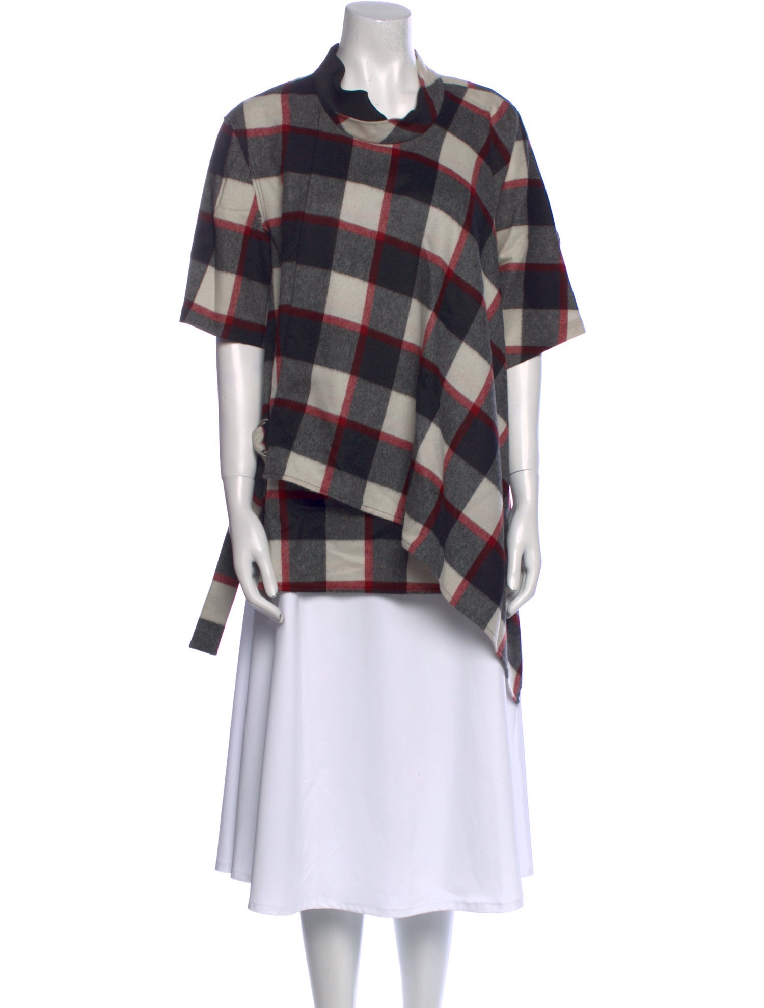 3.1 Phillip Lim Virgin Wool Plaid Print Button-Up Top