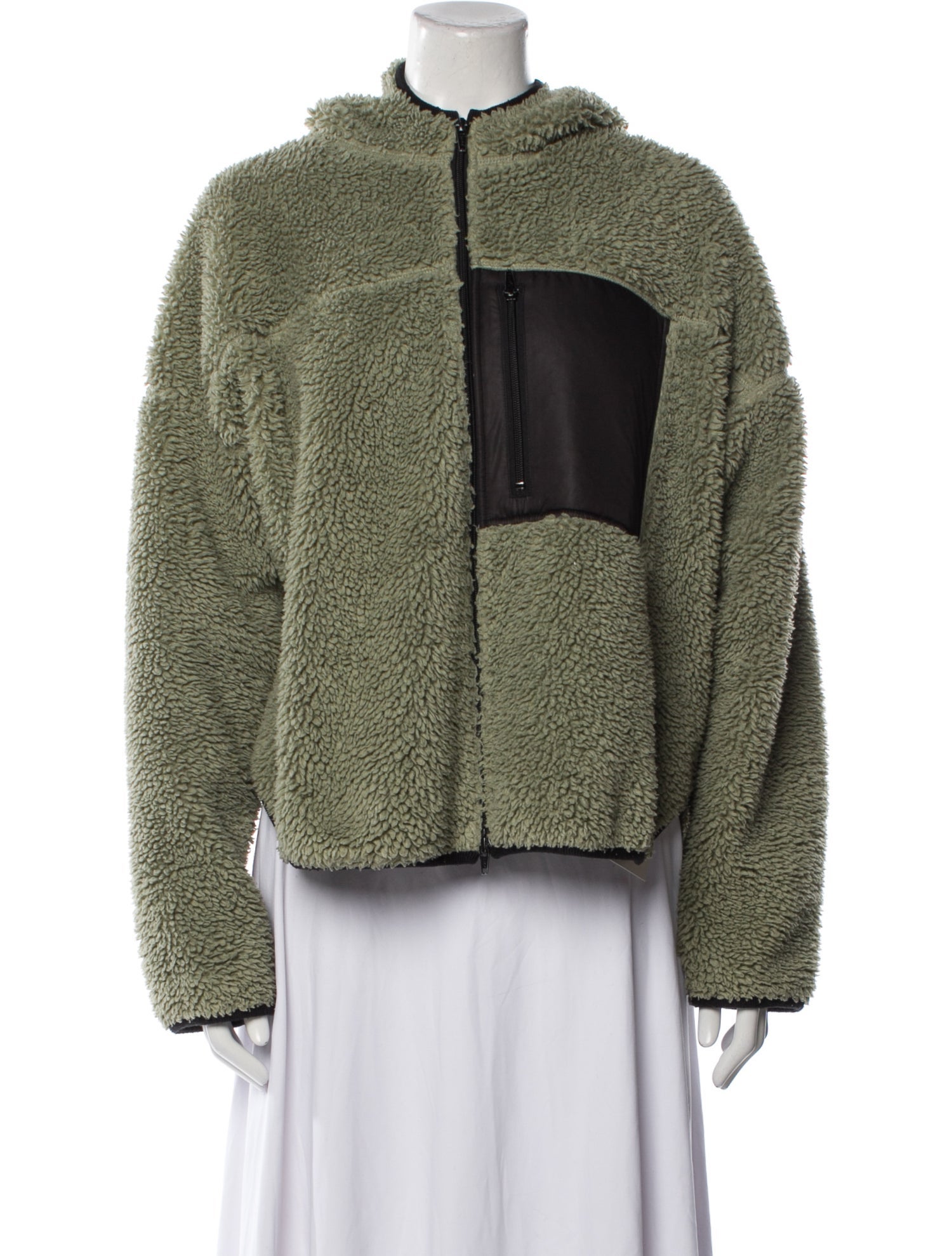 3.1 Phillip Lim Colorblock Pattern Faux Fur Jacket