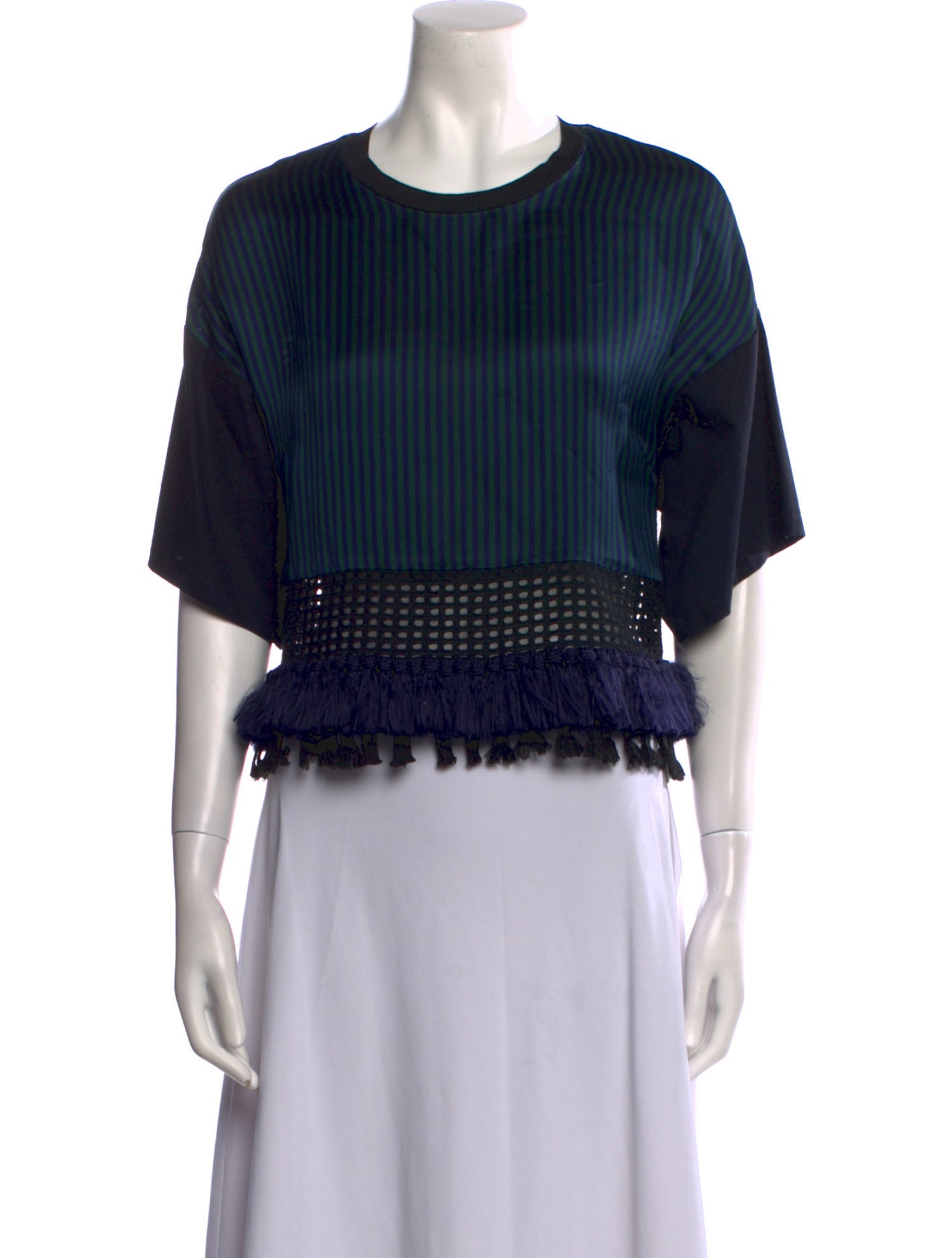 3.1 Phillip Lim Bateau Neckline Short Sleeve Crop Top