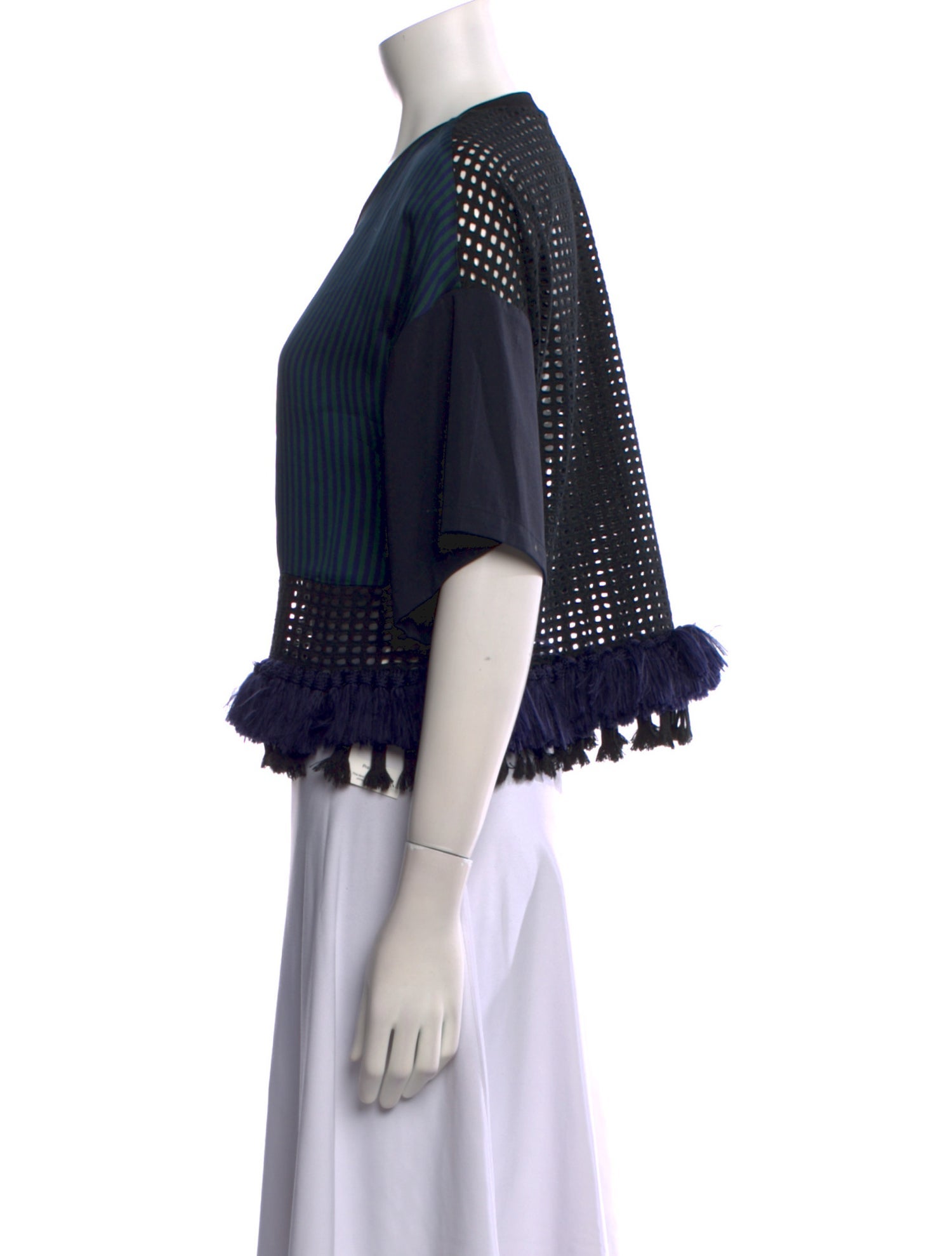 3.1 Phillip Lim Bateau Neckline Short Sleeve Crop Top