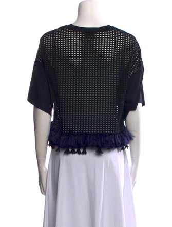 3.1 Phillip Lim Bateau Neckline Short Sleeve Crop Top