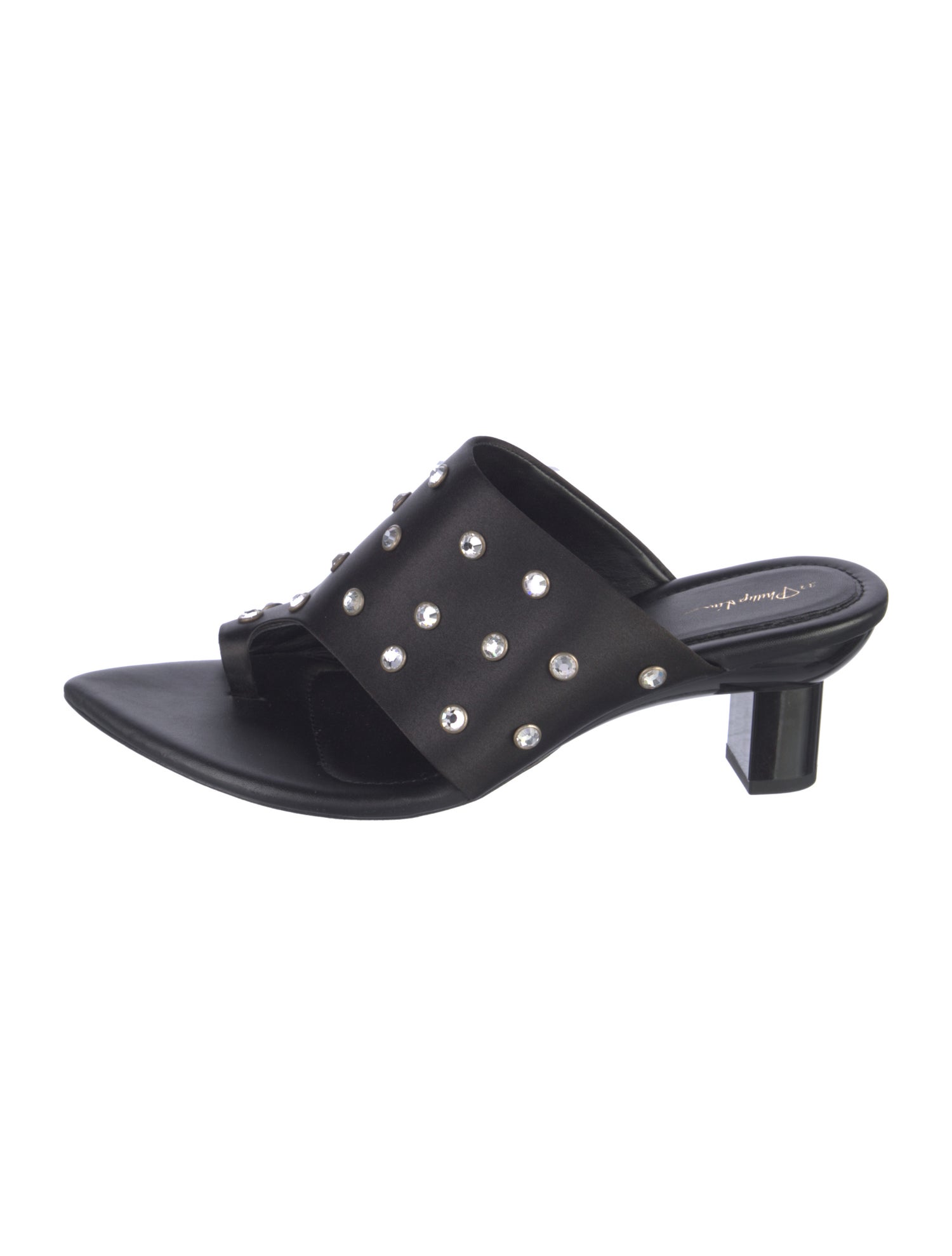 3.1 Phillip Lim Leather Crystal Embellishments Slides
