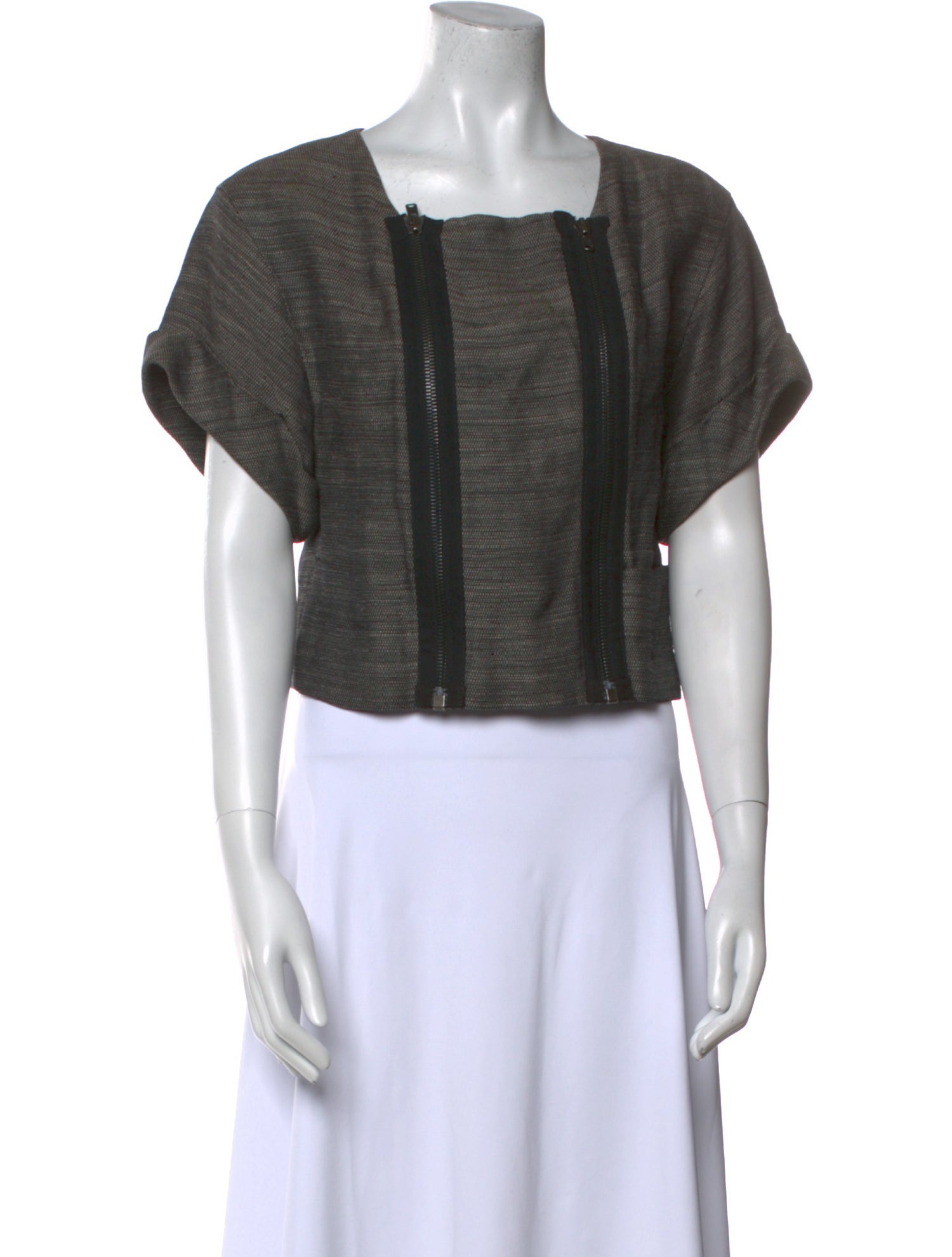 3.1 Phillip Lim Square Neckline Short Sleeve Crop Top