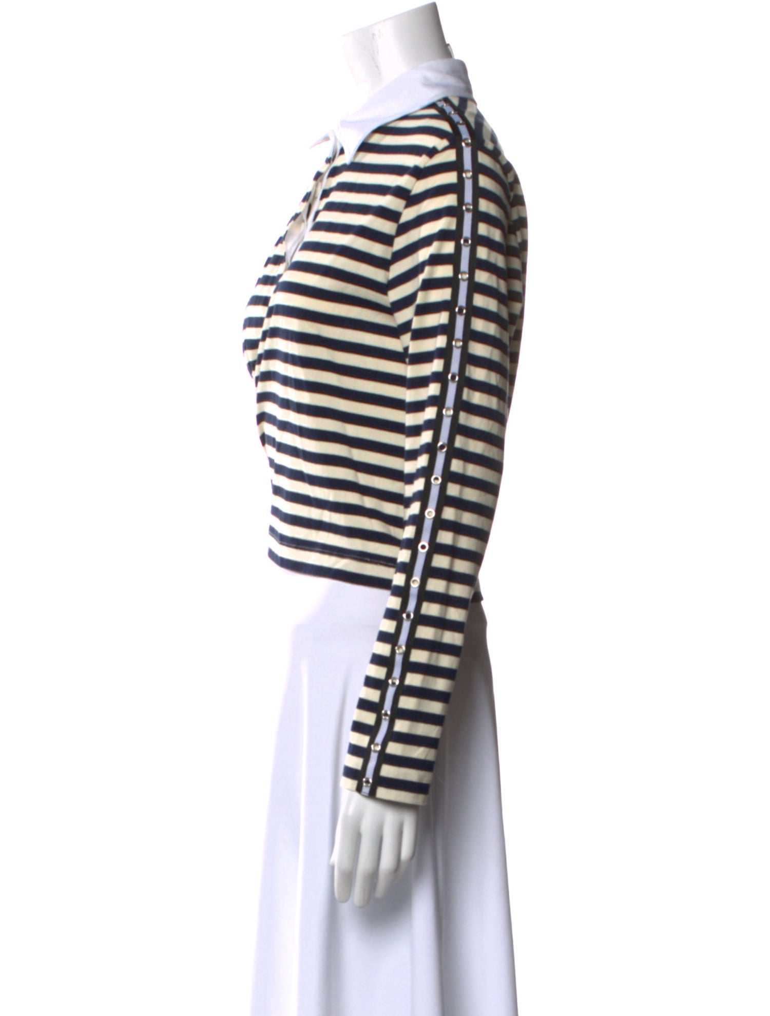 3.1 Phillip Lim Striped Long Sleeve Crop Top