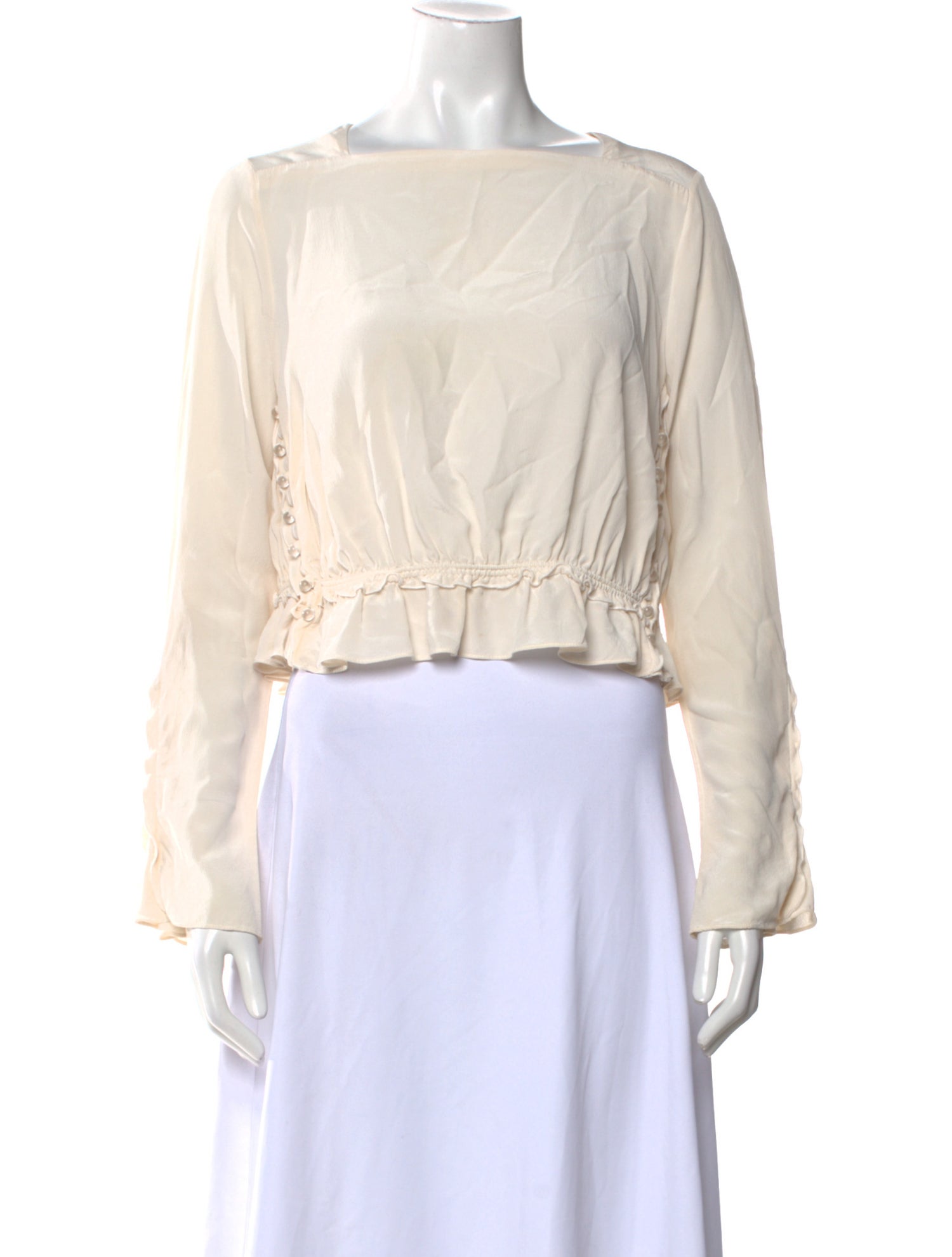 3.1 Phillip Lim Silk Bateau Neckline Crop Top