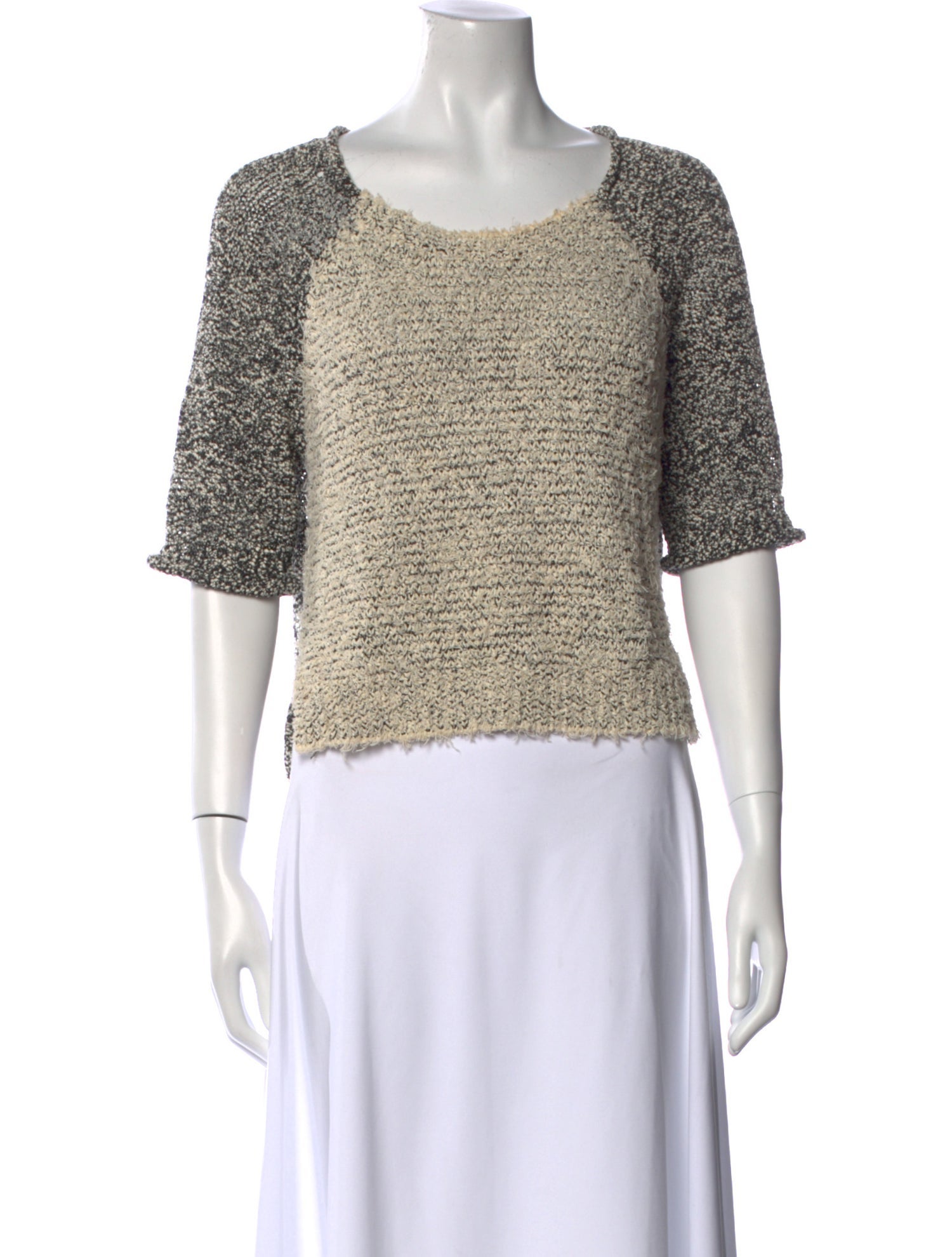 3.1 Phillip Lim Tweed Pattern Scoop Neck Crop Top