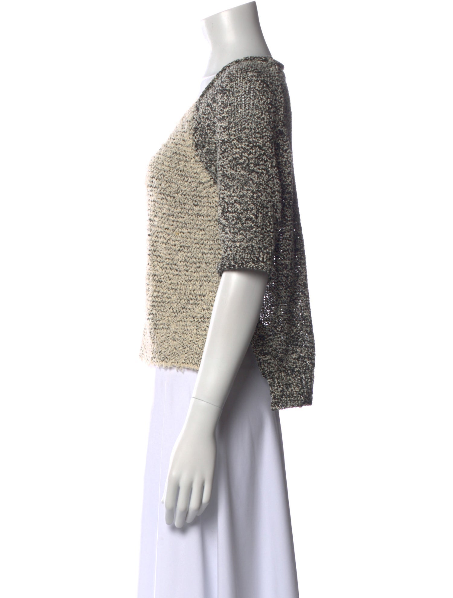3.1 Phillip Lim Tweed Pattern Scoop Neck Crop Top