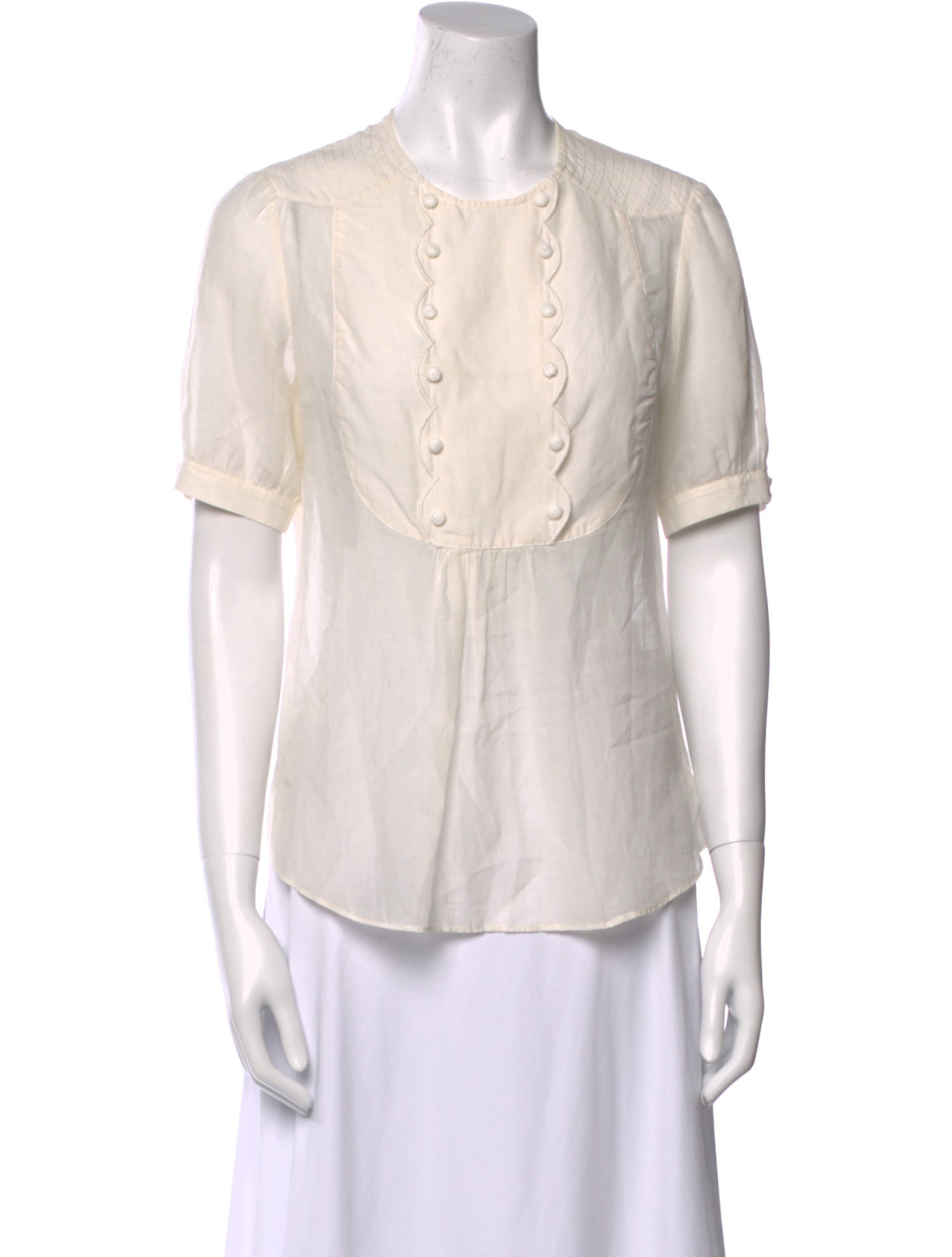 3.1 Phillip Lim Crew Neck Short Sleeve Button-Up Top